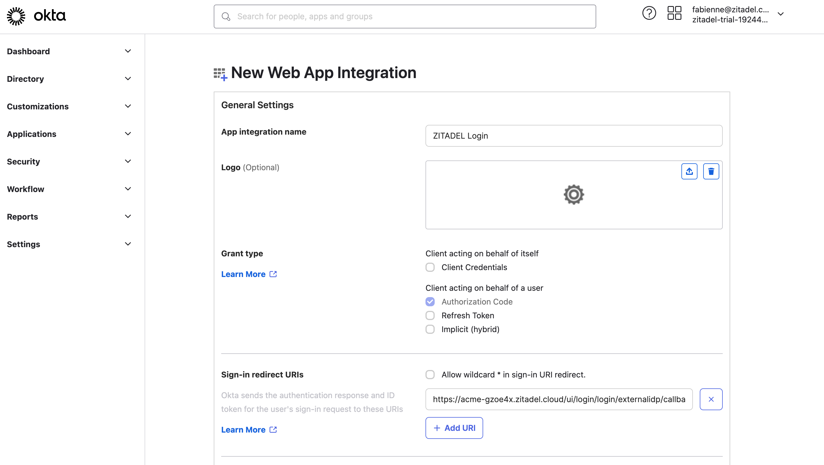 Add new OIDC Application in OKTA